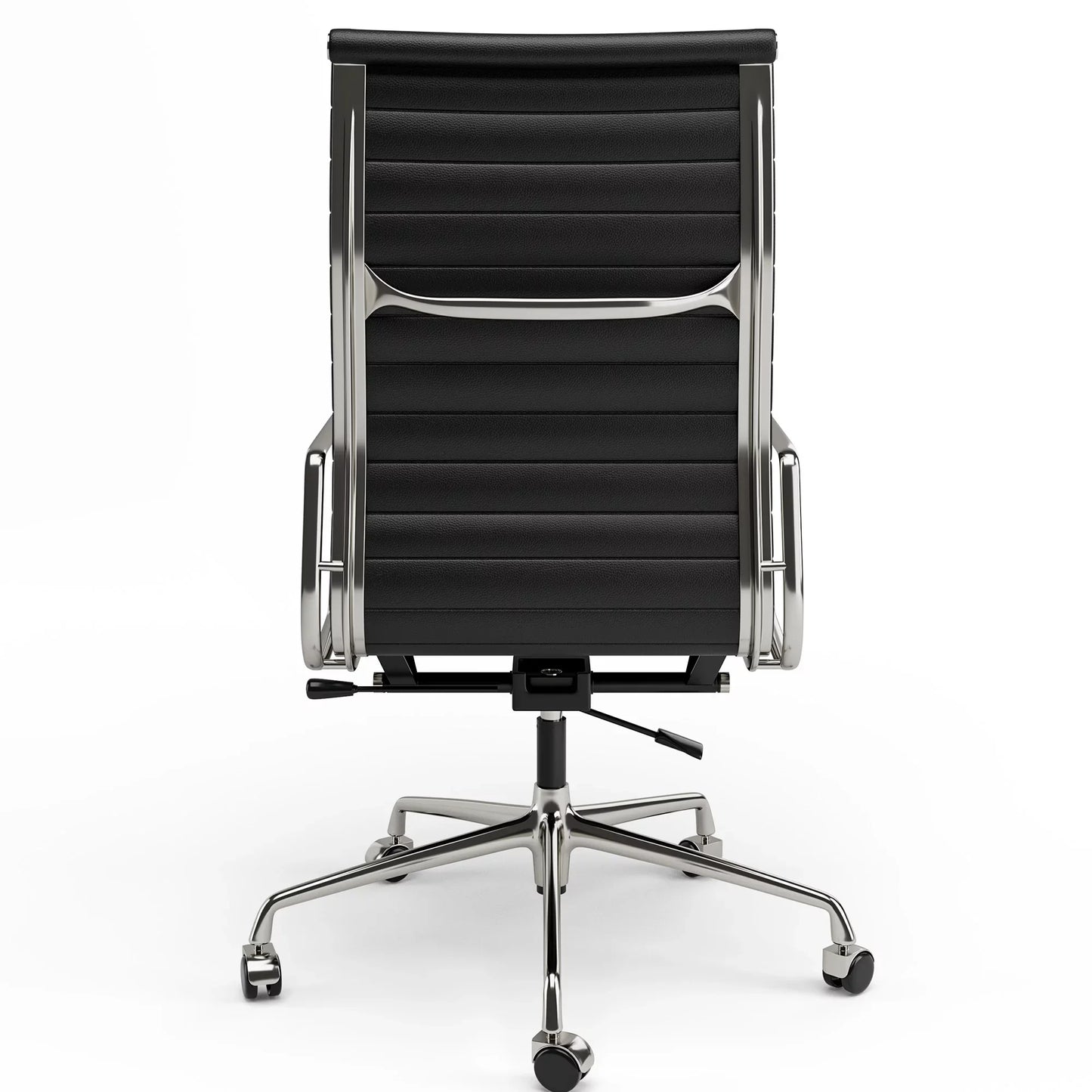 Swivel Office Desk Chair Genuine Leather High Back Task Chair Computer Chair with Aluminum Base,Lumbar Support,Adjustable Height,Black
