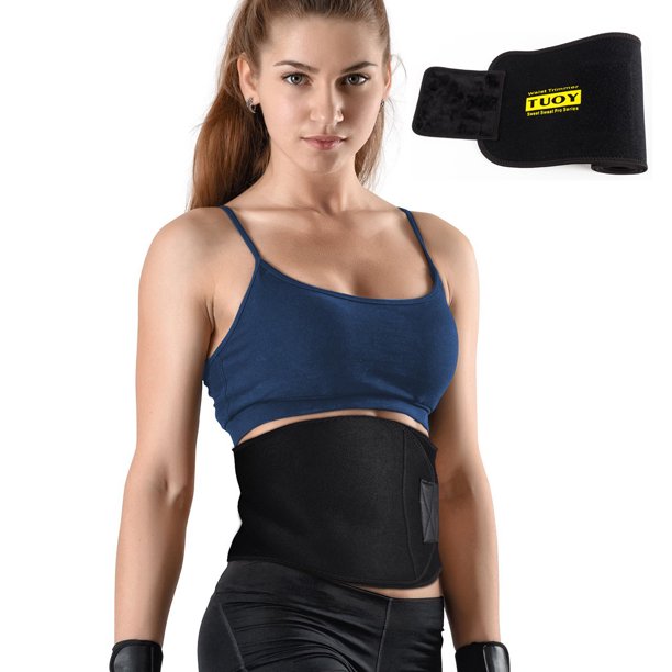 TUOY Waist Trimmer 8-Inch Wide Waist Trainer for Men & Women Adjustable Fit Weight Loss Belt Neoprene