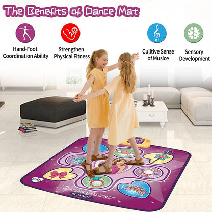 Swthlge Dance Mats Toys, 5 Game Modes Including 3 Challenge Levels, Adjustable Volume Dance Pad with LED Lights