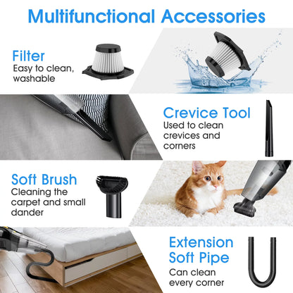 iFanze Portable Car Vacuum, 7kpa Powerful Handheld Vacuum Cordless Mini Cordless Vacuum Cleaner, 120W Rechargeable for Home Car, Black