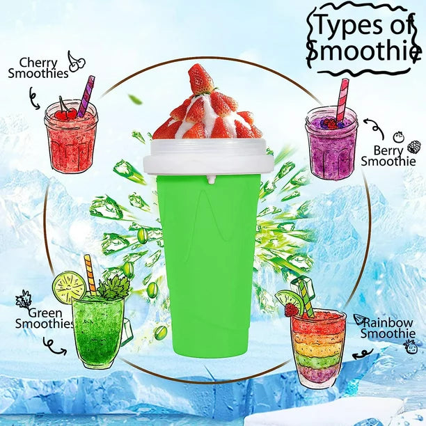 Melliful Slushy Maker Cup, Quick Frozen Magic Cup, DIY Homemade Squeeze Icy Cup for Milk Shake, Smoothies, Slushies, 300ml, Green