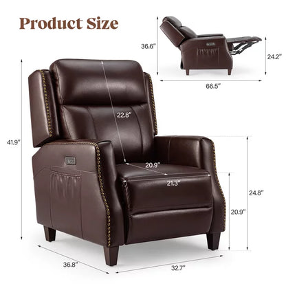 Power Lift Recliner Chair Leather Single Sofa Modern Armchair with Adjustable Backrest & Footrest Accent Lounge Chair for Living Room Home Theater