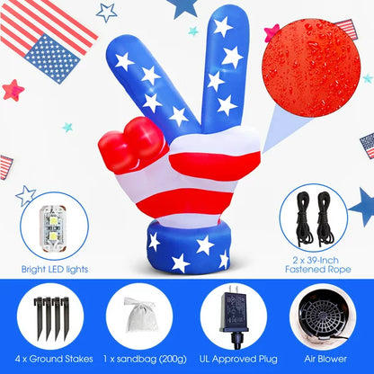 iFanze 5FT Patriotic 4th of July Inflatables, Americana Peace Sign Blow up for Independence Day Home Garden Indoor Outdoor Patriotic Party Decoration