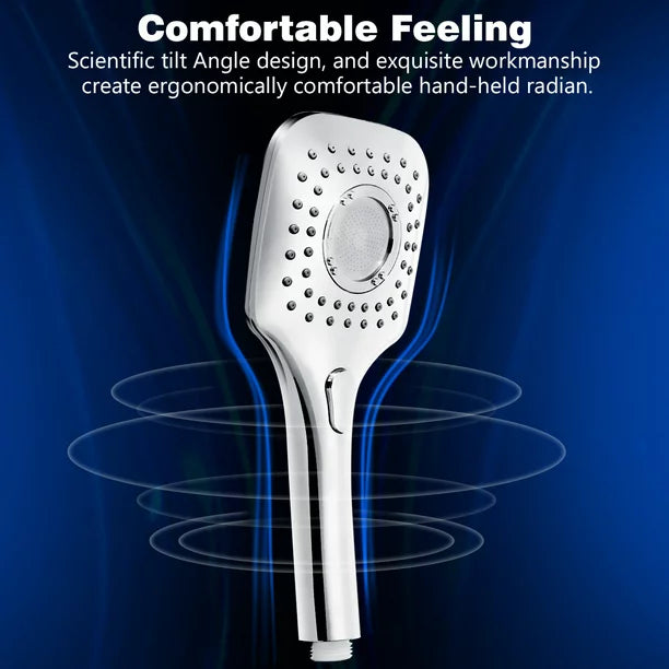 Adjustable Rainfall Shower Head Combo, Handheld with Strong Suction Cup Holder 3-Way Water Diverter 1.5M Hose
