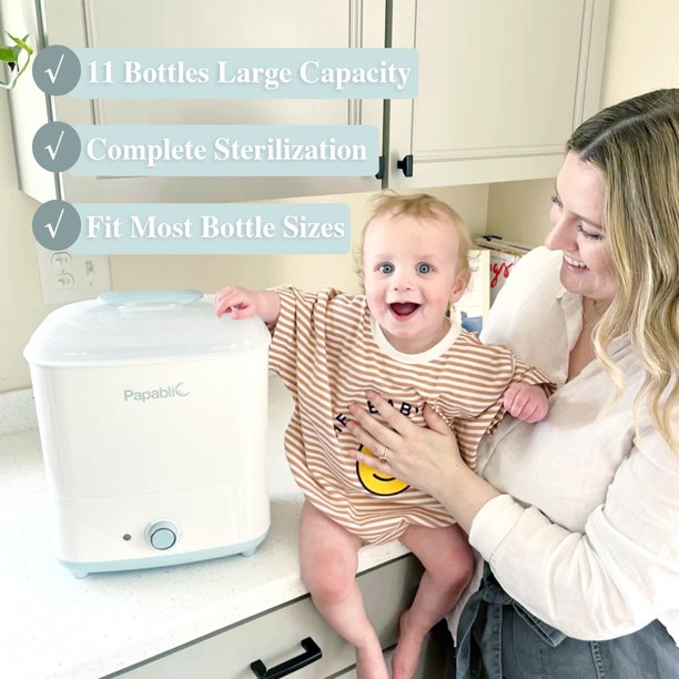 (Value $98.99)Papablic 11 Bottle Capacity Baby Bottle Electric Steam Sterilizer and Dryer Machine-Effective Sterilization-Fit for Baby Bottles, Breast Pump, Warmer Milk-Newborn Essentials Accessories