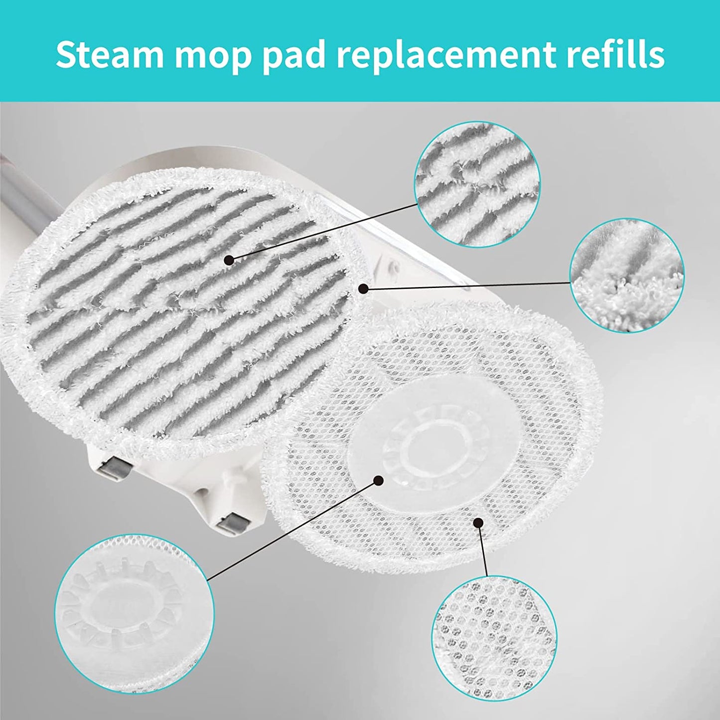 4 Packs Replacement Round Steam Mop Pads for Shark S7020 S7000 Steam Mop, Steam&Scrub