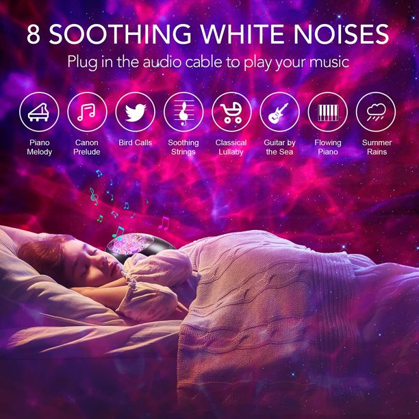 Galaxy Projector,Night Light Projector Star Projector Bedroom Ocean Wave Projector Kids White Noise Music Bluetooth Starlight,Projector Lamp Ceiling Timer Sensory Led Gift Room Remote