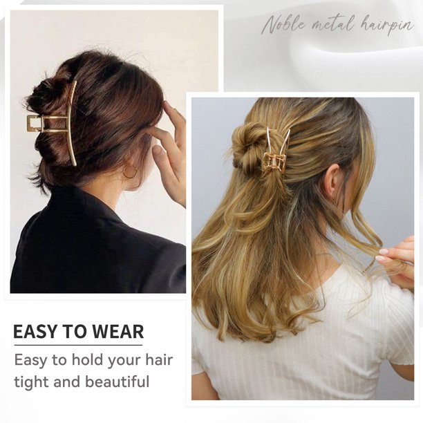 Vigorpace 6 Pack Large Metal Hair Claw Clips for Women Thick Thin Hair, Big Gold Hair Clips for Hair Styling Accessories