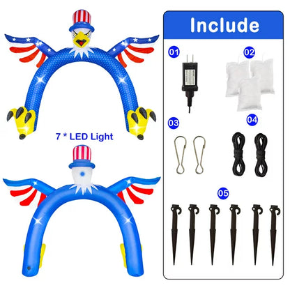 iFanze 9FT Tall Patriotic Independence Day Inflatable Archway 4th of July Outdoor Decorations Pre-Lit LED Lights Lawn Yard Holiday Home Garden Decor