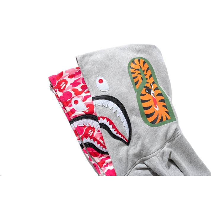 BAPE Shark Cotton Hoodie Street Fashion Camouflage Double Hooded Jacket,WGM grey