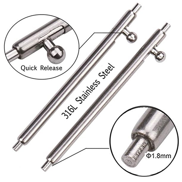 Aokelily 20MM Quick Release Spring Bars Pins-20PCS Stainless Steel Watch Strap Watch Repair Spring Bar Tool