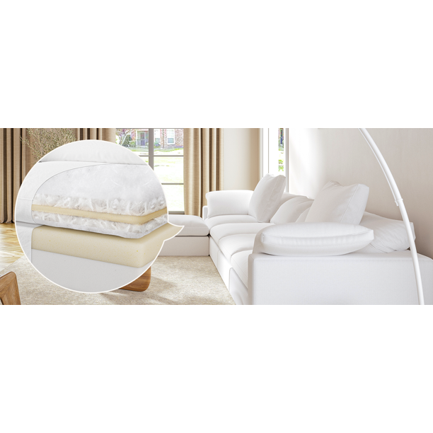 4-Piece Modular Sectional Sofa with Ottoman L-Shape 4-Seater Sofa Couch Modern Chaise Lounge for Living Room Off-white