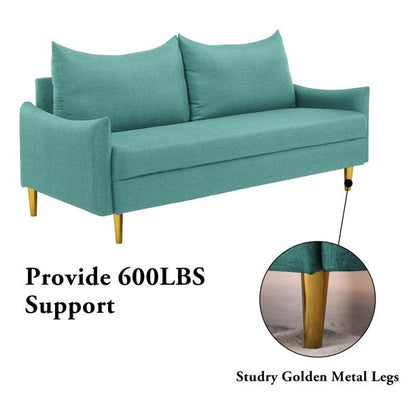 Kowilk Loveseat Sofa, 67'' Small Mid Century Modern Loveseats Couch for Living Room, Upholstered 2 Seater Sofa for Small Space, Apartment (Light Green)