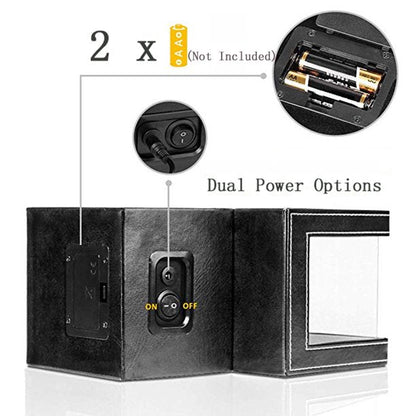 Aokelily Automatic Single Watch Winder, in Wood Shell and Black Leather/Carbon Fiber Leather, Japanese Motor