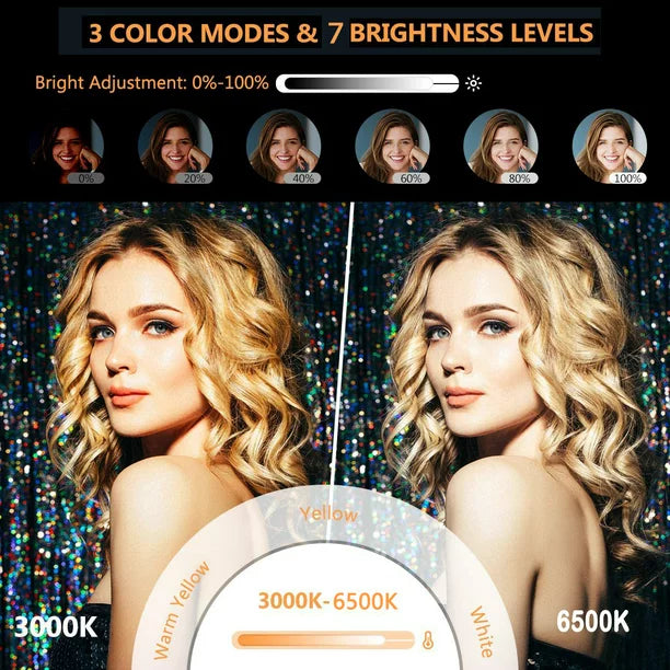 Doosl 10" LED Selfie Ring Light with 63" Extendable Tripod Stand & Phone Holder, 6500K Dimmable LED Circle Lights for Live Streaming & YouTube Video Photography