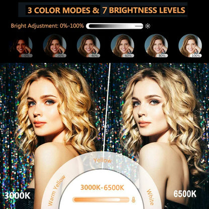 Doosl 10" LED Selfie Ring Light with 63" Extendable Tripod Stand & Phone Holder, 6500K Dimmable LED Circle Lights for Live Streaming & YouTube Video Photography