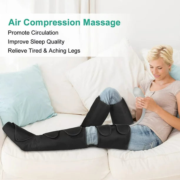 iFanze Leg Massager, Air Compression Thigh, Calf, Knee & Foot Massager for Circulation and Pain Relief, Muscles Relaxation, 2 Heat Levels, 4 Modes 4 Intensities