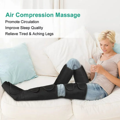 iFanze Leg Massager, Air Compression Thigh, Calf, Knee & Foot Massager for Circulation and Pain Relief, Muscles Relaxation, 2 Heat Levels, 4 Modes 4 Intensities