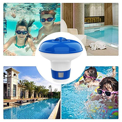 iFanze 5 inch Pool Chlorine Floating Dispenser, Compatible With 1" Chlorine Tablets and Bromine, Blue & White