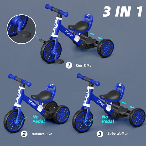 XJD 3 in 1 Kids Tricycles for 1-3 year olds Trikes for Toddler Tricycles Baby Bike,Blue