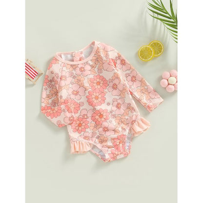 jaweiwi Toddler Baby Girl One-Piece Swimsuit Long Sleeve Swimsuits Girls Summer Bathing Suit Rash Guard 9 12 18 24M 3T 4T Swimwear