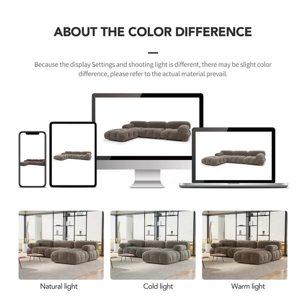 4 Seat Modular Sectional Sofa Couches with Ottoman Reversible Modular Sofa L-Shaped Wide Chaise Lounge for Living Room Bedroom Gray