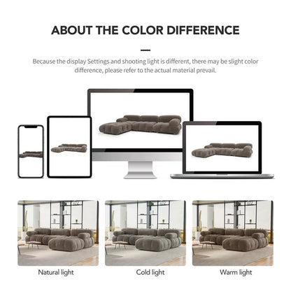4 Seat Modular Sectional Sofa Couches with Ottoman Reversible Modular Sofa L-Shaped Wide Chaise Lounge for Living Room Bedroom Gray