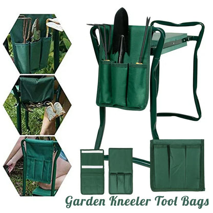 Garden Kneeler Tool Bag, Foldable Portable Gardening Tote Bag, Oxford Waterproof Multifunctio Garden Storage Pouch Organizer for Kneeling Chair and Garden Stool (Green Bag ONLY)