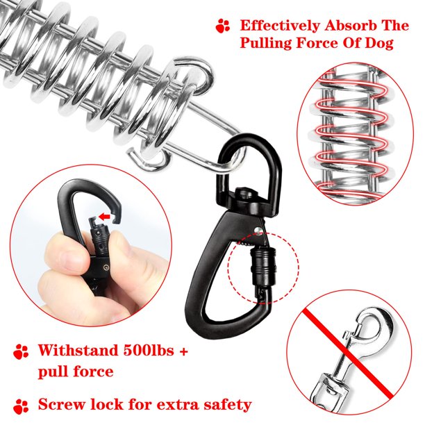 Snagle Paw Dog Tie Out Cable Chain 30FT for Dog Up to 250lbs W/ Spring Dog Runner Lead for Outdoor Camping, Red