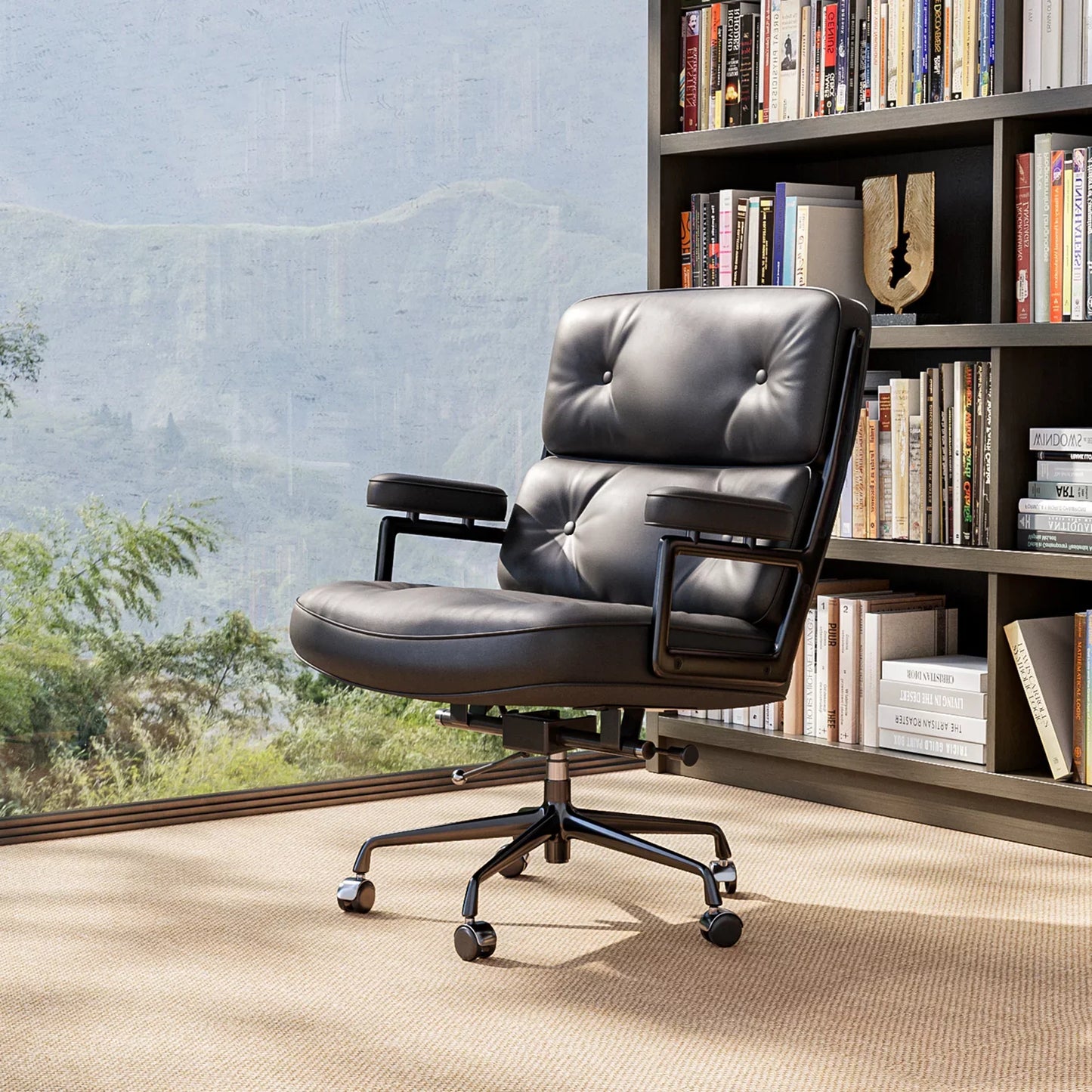 Raffle Pinker Office Chair, Computer Desk Chair Ergonomic Cushion Lumbar Support with Wheels Adjustable Swivel Rolling Home Executive Chair, Black