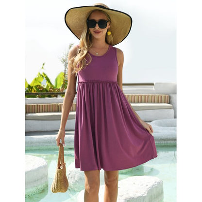 QINCAO Womens Dresses Sleeveless Plain Sundresses for Women Casual Tank Dresses,L(12-14)