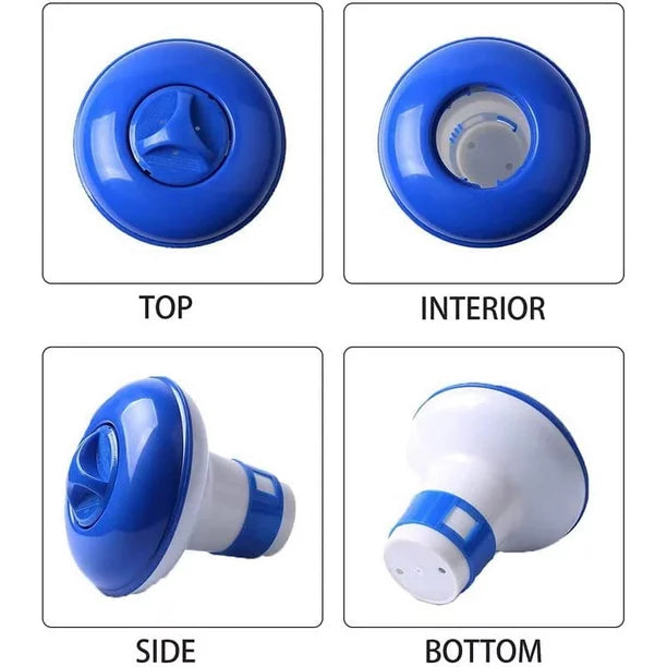 iFanze 5 inch Pool Chlorine Floating Dispenser, Compatible with 1" Chlorine Tablets and Bromine, Blue/White