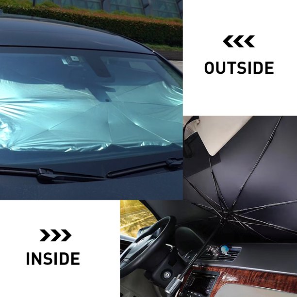 Hometimes Car Windshield Sunshade with Storage Pouch ,Foldable Reflector Umbrella Sunshade for Car, Blocks UV Rays Sun Visor Protector, Sunshade to Keep Your Vehicle Cool and Damage Free