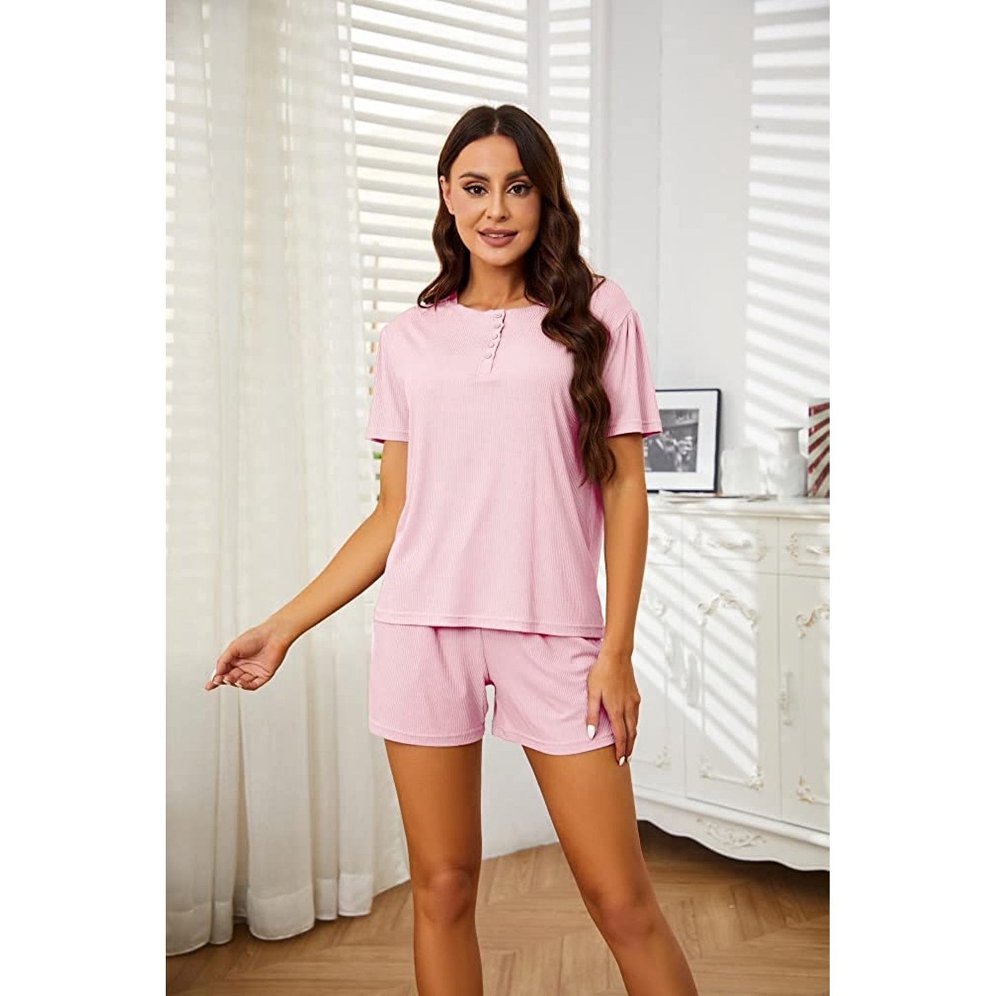 HEARTNICE Pajamas Set for Women, 2 Piece Soft Shorts Lounge Sets Short Sleeve Sleepwear Summer PJ