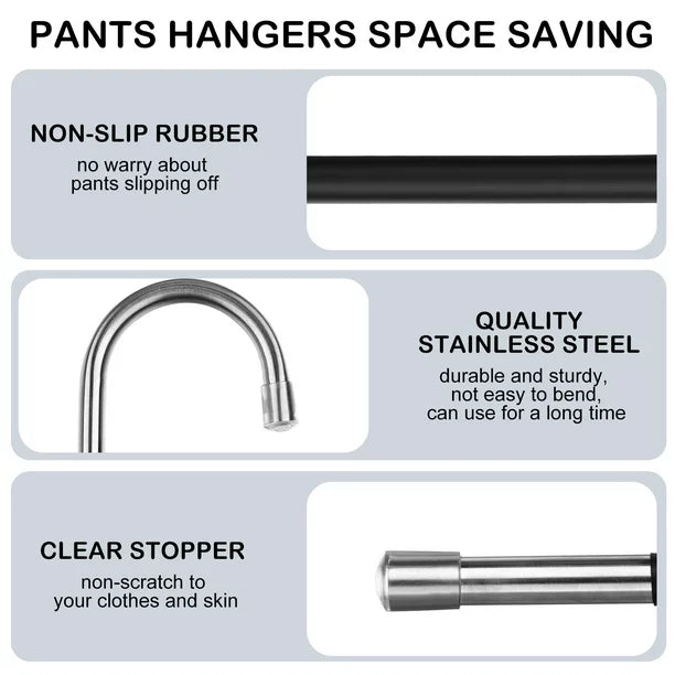 8 Pack Pants Hangers Space Saving, 5 Layers S-Shape Non-Slip Hangers, Greentro Stainless Steel Hangers for Pants Jeans Trousers Scarf Leggings Organizer for Closet