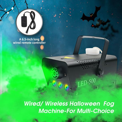 2023 Updated Fog Machine with RGB LED Lights, 500W Smoke Machine with 2000cfm Huge Fog and Wireless Wired Remote Controller for DJ Party Christmas Wedding Stage Effect, with Fuse Protect