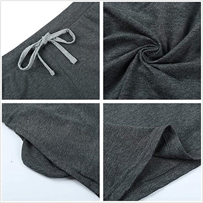 HEARTNICE Womens Cotton Pajama Shorts, Soft Sleep Shorts Lightweight Lounge Pj Bottoms,(Black/Dark Gray mel,M)