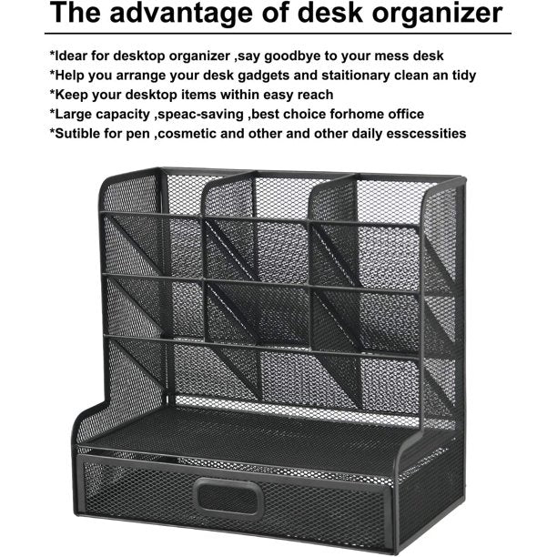 Hometimes Desk Organizer, Multi-Functional Pen Holder,Desktop Stationary Organizer,Cosmetic Storage Rack,Storage Rack for School Home Office Art Supplies