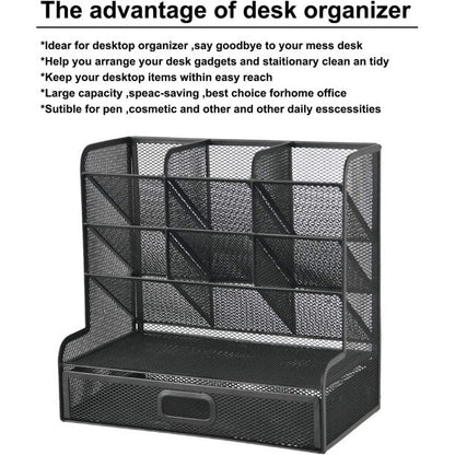 Hometimes Desk Organizer, Multi-Functional Pen Holder,Desktop Stationary Organizer,Cosmetic Storage Rack,Storage Rack for School Home Office Art Supplies