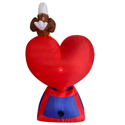 6 FT Patriotic Independence Day 4th of July Inflatable Love Heart with LED Lights American Flag and Eagle for Outdoor Indoor Lawn Yard Holiday Decoration Blow up Home Garden Decor