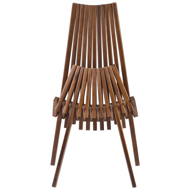 KOWILK Wooden Folding Chair for Outdoor, Low Profile Acacia Wood Lounge Chair with FSC Certified Acacia Wood, Fully Assembled (Espresso)