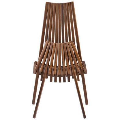 KOWILK Wooden Folding Chair for Outdoor, Low Profile Acacia Wood Lounge Chair with FSC Certified Acacia Wood, Fully Assembled (Espresso)