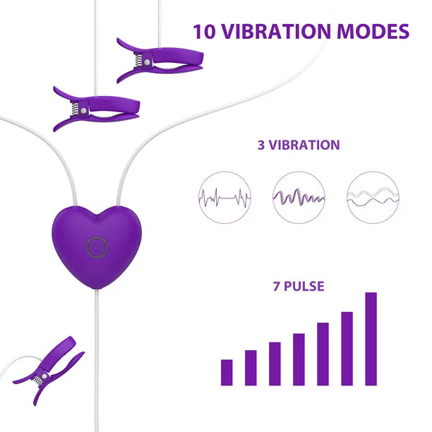 Breast Clamps Flirting Vibrating - 10 Vibration Modes Adult Toy Massager, Stimulator Wired Vibrators for Women & Couples