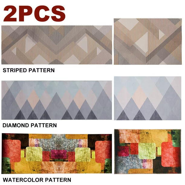 2Pcs Kitchen Mat Cushioned Anti-Fatigue Rug, Non-Slip, Thin and Comfort Rug for Kitchen, Floor, Home and Office