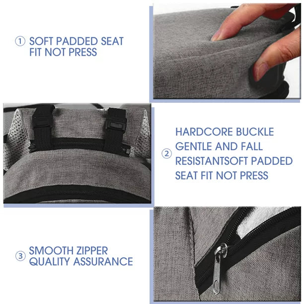Baby Carrier with Hip Seat, iFanze 6-in-1 All-In-One Ergonomic Baby Carrier Front and Back Baby Sling with Waist Stool and Lumbar Support for Breastfeeding Newborn to Toddler (Gray)