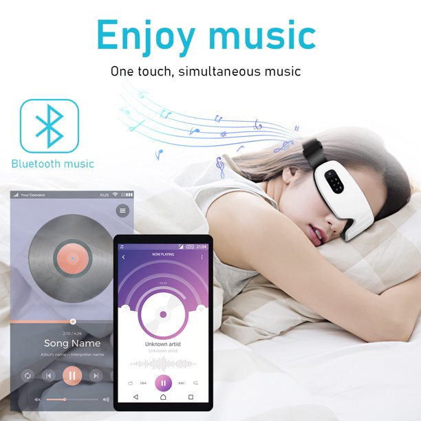 iFanze Eye Massager with Heat, Bluetooth Music Heated Massager for Migraines, Relax and Reduce Eye Strain Dark Circles Eye Bags Dry Eye Improve Sleep, Ideal Gifts for Women/Men