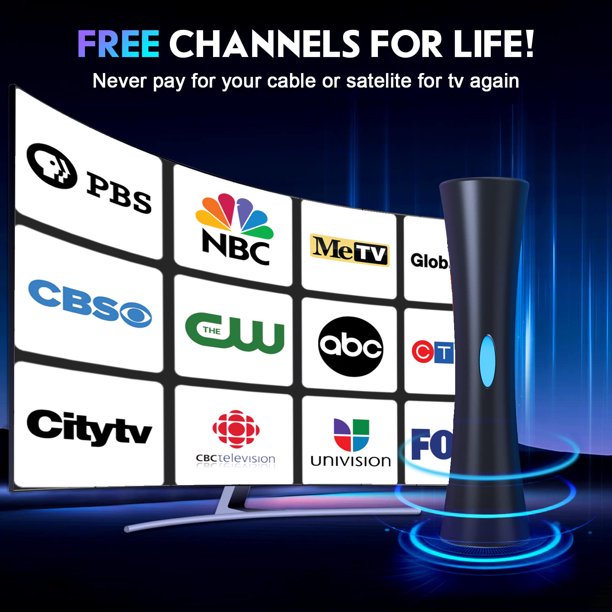 Doosl TV Antenna, 550+ Miles Range Indoor Outdoor Digital TV Antenna for Free Channels, Support 4K 1080P for Smart TV Old TV, Wall-Mounted