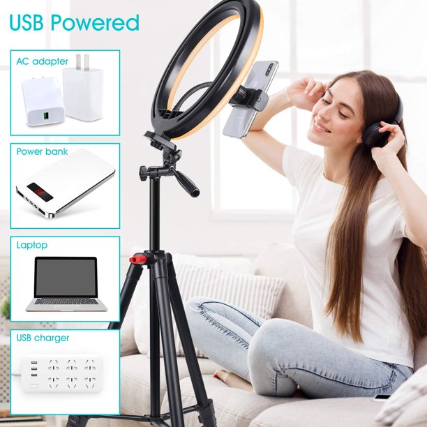 10'' Selfie LED Ring Light with Stand and Phone Holder, Doosl 2023 Selfie Halo Light, Dimmable LED Lights with Bluetooth Remote for Photography /TikTok /Makeup /Vlogging /Live Streaming