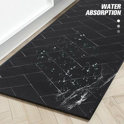 Anti Fatigue Kitchen Floor Mat Set of 2 Non Slip Kitchen Rugs and Mats Cushioned Comfort Runner Rug 15.7""x23.6""+15.7""x47.2"" Waterproof Kitchen Carpet, Black