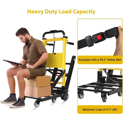 Rocita Electric Stair Climbing Hand Trucks Dolly Cart for Moving 441lb Capacity Heavy Duty Folding Stair Climber Cart Hand Trolley with 6 Wheels Motor Battery Powered